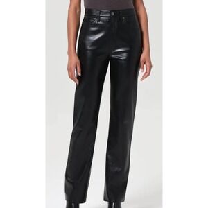 Agolde Recycled Leather 90s Pinch Waist Straight Leg Pants Size 26‎
